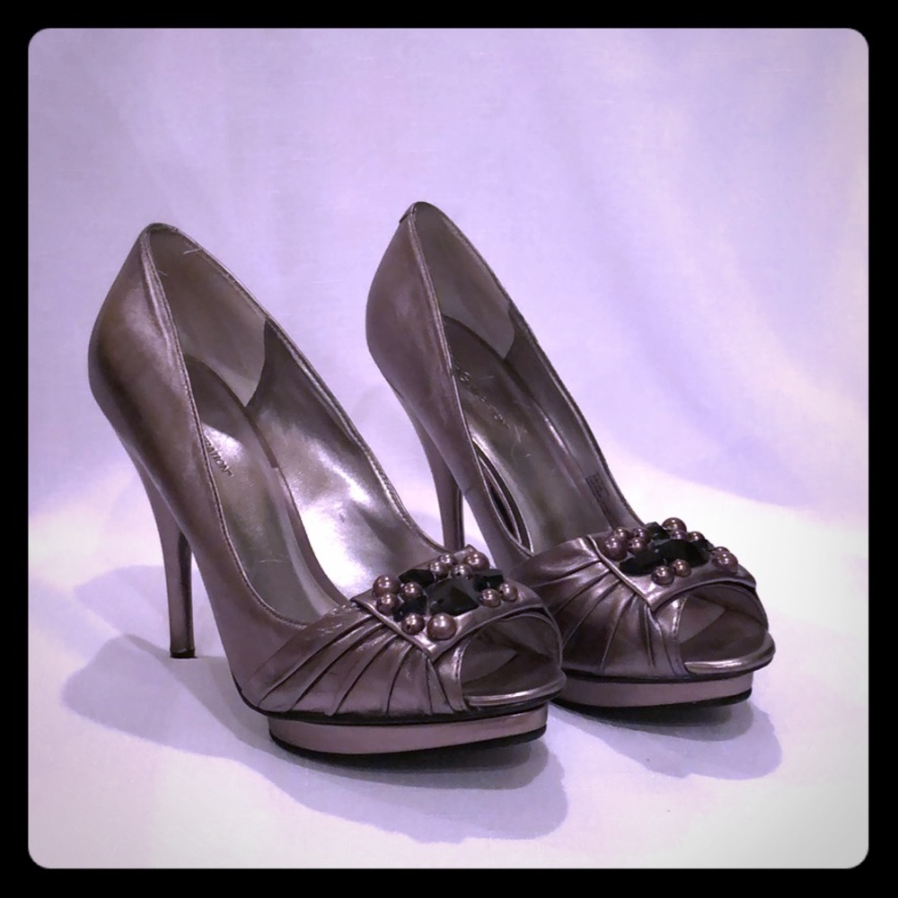 BCBG silver heels